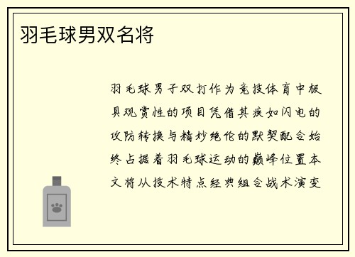羽毛球男双名将
